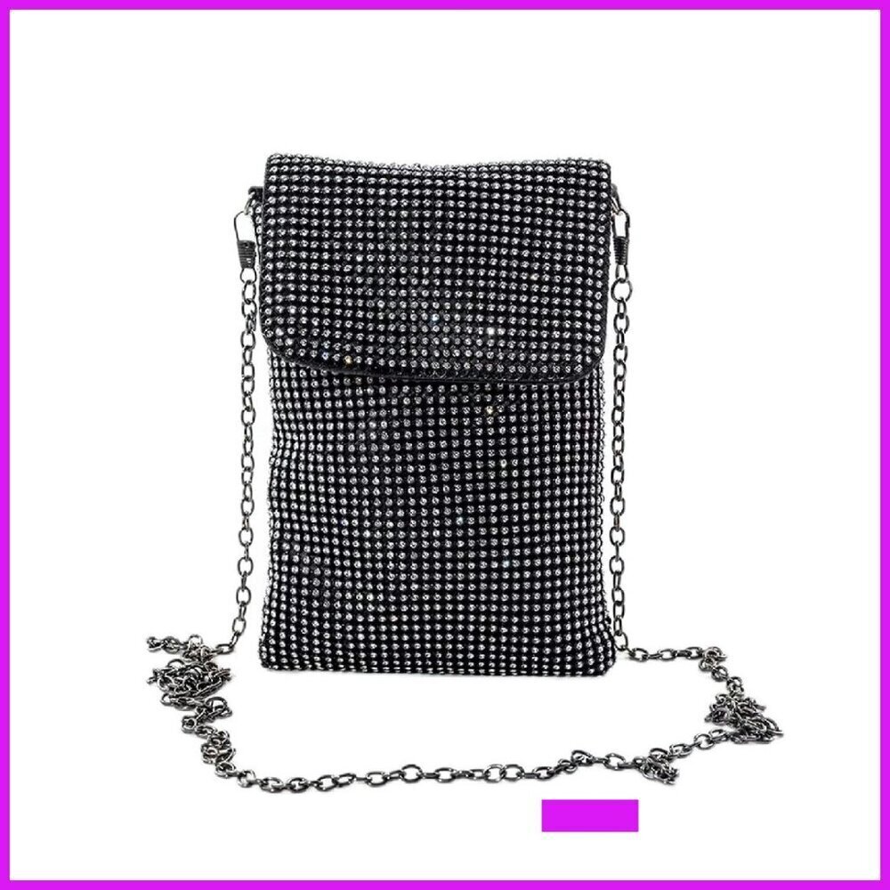 Glitter Rhinestone Crossbody Evening Bag Sparkly Small Handbag Elegant
